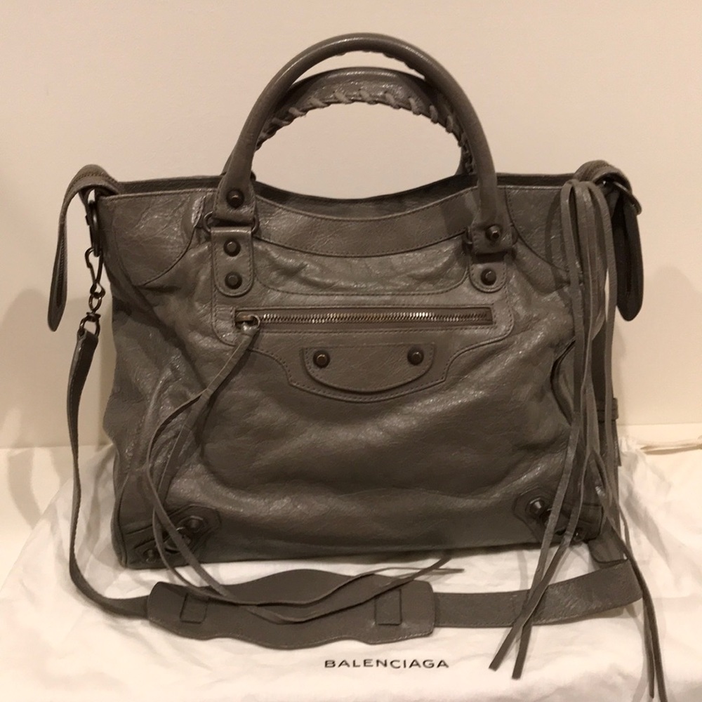 Balenciaga Leather Motocross Giant City Satchel